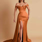 Sexy Soft Satin Sweetheart Off-the-shoulder Strapless Side-Slit Mermaid Bridesmaid Dresses