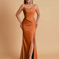 Gorgeous Spaghetti Straps Soft Satin Side Slit Floor-Length Mermaid Bridesmaid Dresses