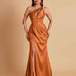 Sexy One Shoulder Soft Satin Side Slit Floor-Length Mermaid Bridesmaid Dresses