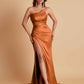 Gorgeous Strapless Soft Satin Side Slit Floor-Length Mermaid Bridesmaid Dresses