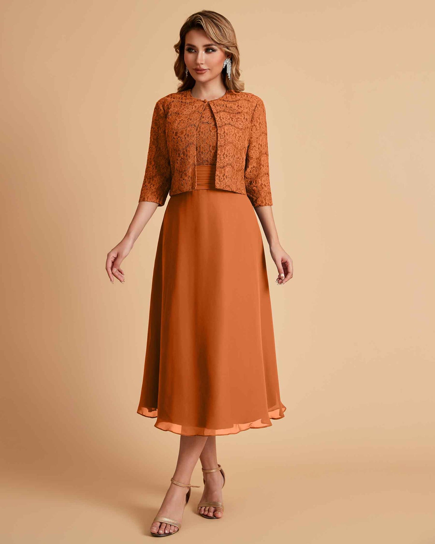 Elegant A-line Bateau Sleeveless Tea Length Mother of the Brides Dresses Online