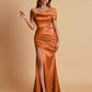 Elegant Soft Satin Off-the-shoulder Side-Slit Mermaid Bridesmaid Dresses