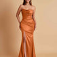 Sexy Soft Satin Mermaid Side Slit Floor-Length Mermaid Bridesmaid Dresses