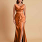 Elegant V Neck Soft Satin Side Slit Floor-Length Mermaid Bridesmaid Dresses