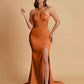 Elegant Soft Satin Mermaid Halter Side Slit Floor-Length Bridesmaid Dresses Online