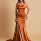 Elegant Soft Satin Mermaid Bowknot Floor-Length Mermaid Bridesmaid Dresses