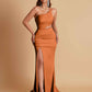 Gorgeous One Shoulder Soft Satin Side Slit Floor-Length Mermaid Bridesmaid Dresses