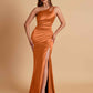Sexy Soft Satin Mermaid One Shoulder Floor-Length Mermaid Bridesmaid Dresses
