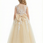 Lace Applique Flower Girl Dress, Spaghetti-Straps Sleeveless A-Line, Elegant Tulle Skirt