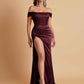 Sexy Off the Shoulder Soft Satin Side Slit Floor-Length Mermaid Bridesmaid Dresses