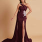 Elegant Soft Satin Sweetheart One Shoulder Side-Slit Mermaid Bridesmaid Dresses