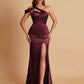 Elegant Soft Satin Sweetheart One Shoulder Side-Slit Mermaid Bridesmaid Dresses