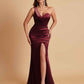 Gorgeous One Shoulder Soft Satin Side Slit Floor-Length Mermaid Bridesmaid Dresses