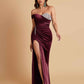 Sexy Soft Satin Mermaid One Shoulder Side Slit Floor-Length Mermaid Bridesmaid Dresses