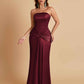 Sexy Soft Satin Mermaid Strapless Floor-Length Mermaid Bridesmaid Dresses