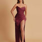 Sexy Soft Satin Mermaid V-neck Side Slit Floor-Length Bridesmaid Dresses Online