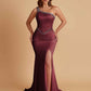 Sexy Soft Satin Mermaid One Shoulder Side Slit Beading Floor-Length Bridesmaid Dresses Online