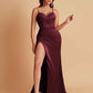 Simple Soft Satin Mermaid V-neck Floor-Length Mermaid Bridesmaid Dresses