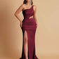 Gorgeous One Shoulder Soft Satin Side Slit Floor-Length Mermaid Bridesmaid Dresses