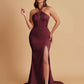 Elegant Soft Satin Mermaid Halter Side Slit Floor-Length Bridesmaid Dresses Online
