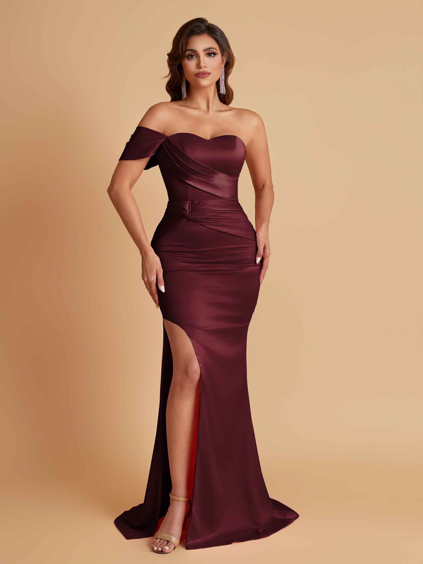 Sexy Soft Satin Mermaid One Shoulder Floor-Length Mermaid Bridesmaid Dresses