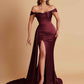 Sexy Soft Satin Sweetheart Off-the-shoulder Strapless Side-Slit Mermaid Bridesmaid Dresses