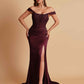 Sexy Soft Satin V-neck Off-the-shoulder Strapless Side-Slit Mermaid Bridesmaid Dresses
