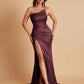 Gorgeous Strapless Soft Satin Side Slit Floor-Length Mermaid Bridesmaid Dresses