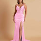 Sexy Soft Satin V-neck Spaghetti Strap Side-Slit Mermaid Bridesmaid Dresses