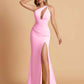 Sexy Mermaid One Shoulder Key Hole Bridesmaid Dresses Floor Length Bridal Party Dresses