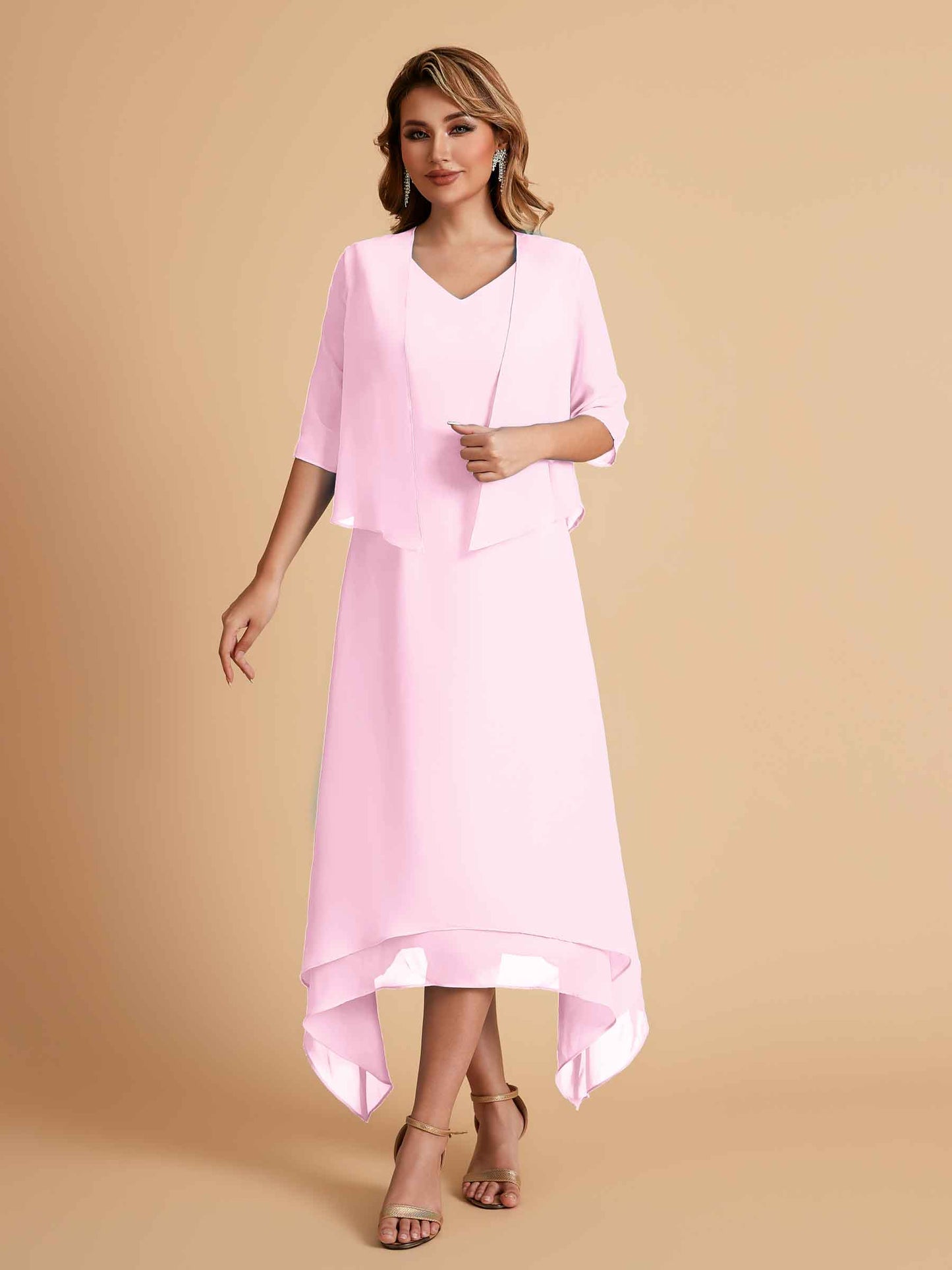 Elegant A-line Chiffon Short Sleeves Mother of the Brides Dresses Online