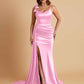 Elegant Soft Satin Mermaid Bowknot Floor-Length Mermaid Bridesmaid Dresses