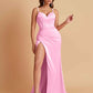 Simple Soft Satin Mermaid V-neck Floor-Length Mermaid Bridesmaid Dresses