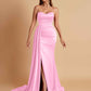 Elegant Soft Satin Sweetheart Strapless Side-Slit Mermaid Bridesmaid Dresses