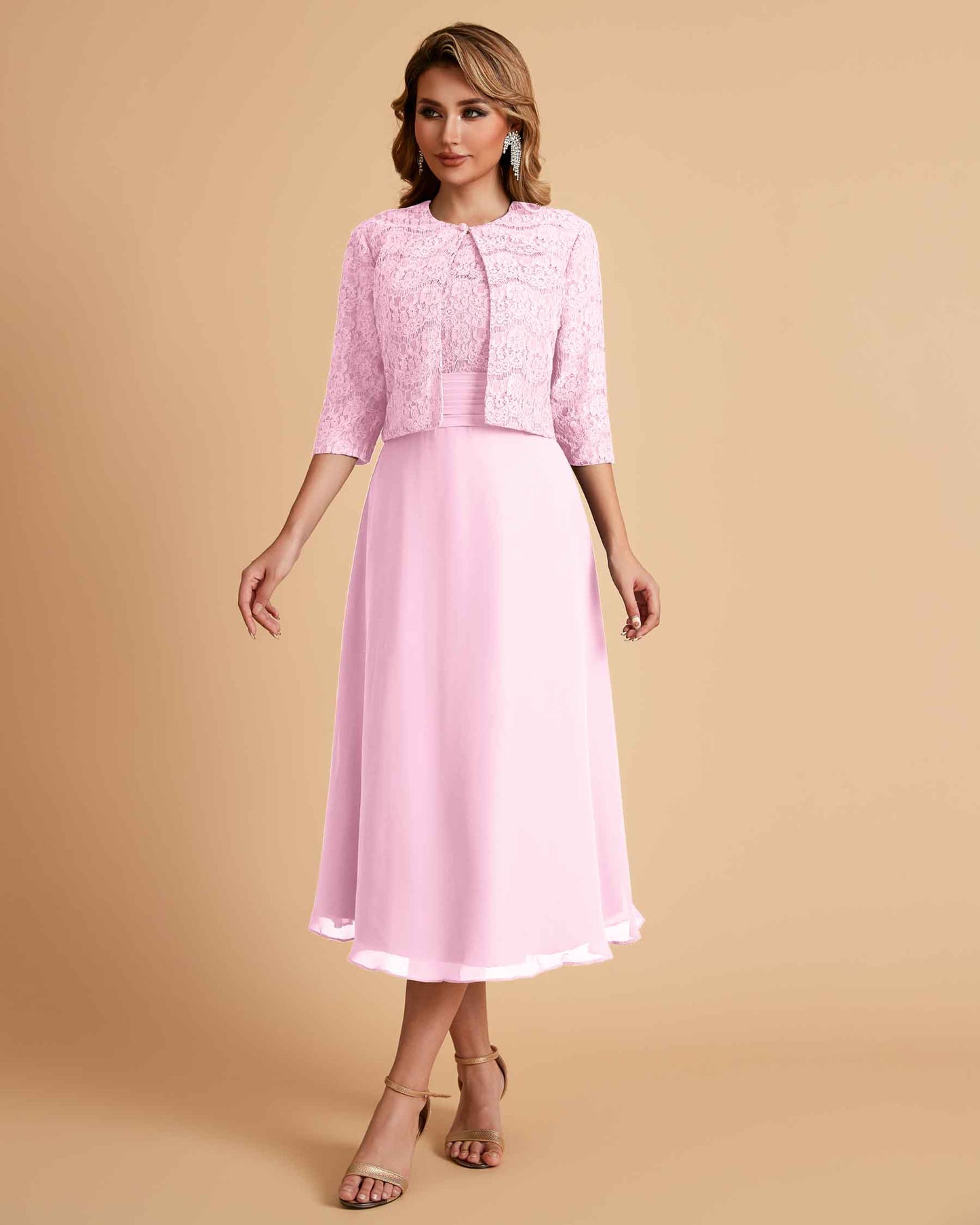 Elegant A-line Bateau Sleeveless Tea Length Mother of the Brides Dresses Online