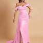Elegant Soft Satin Mermaid Off Shoulder Floor-Length Mermaid Bridesmaid Dresses