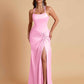 Gorgeous Square Criss Cross Soft Satin Side Slit Floor-Length Mermaid Bridesmaid Dresses