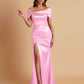 Elegant Soft Satin Off-the-shoulder Side-Slit Mermaid Bridesmaid Dresses