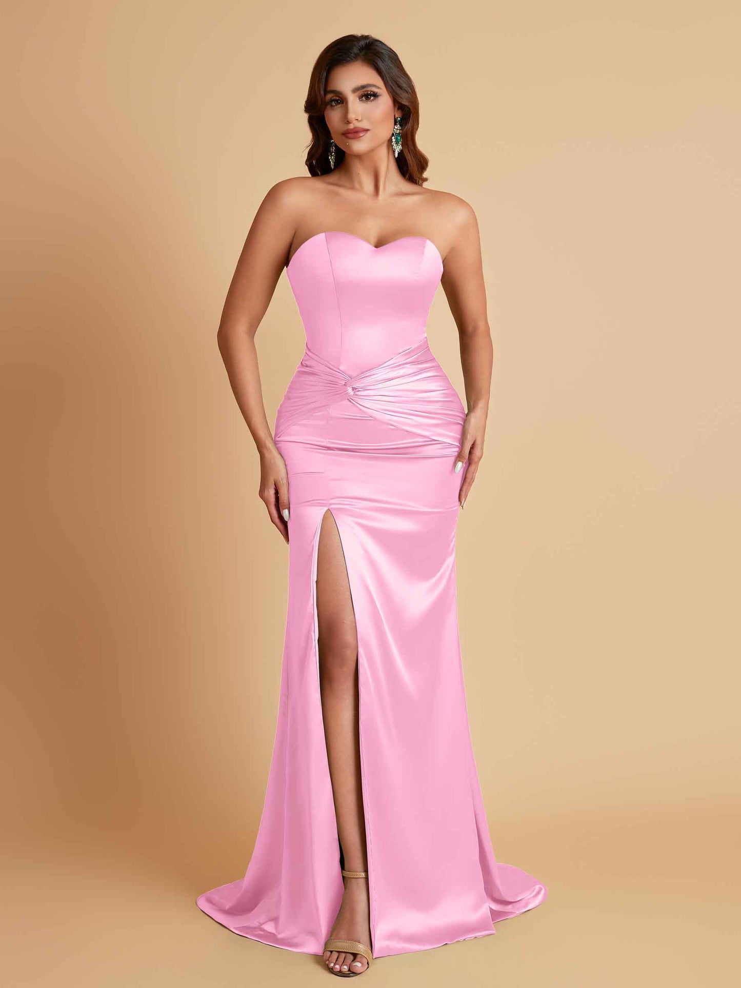 Sexy Soft Satin Mermaid Sweetheart Floor-Length Mermaid Bridesmaid Dresses