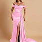 Gorgeous Soft Satin V-neck Off-the-Shoulder Side-Slit Mermaid Bridesmaid Dresses