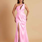 Sexy One Shoulder Soft Satin Side Slit Floor-Length Mermaid Bridesmaid Dresses