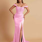 Sexy Soft Satin V-neck Off-the-shoulder Strapless Side-Slit Mermaid Bridesmaid Dresses