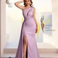 Sexy Satin Mermaid One Shoulder Side Slit Long Bridesmaid Dresses