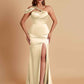 Elegant Soft Satin Sweetheart One Shoulder Side-Slit Mermaid Bridesmaid Dresses