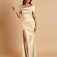 Elegant Soft Satin Off-the-shoulder Side-Slit Mermaid Bridesmaid Dresses
