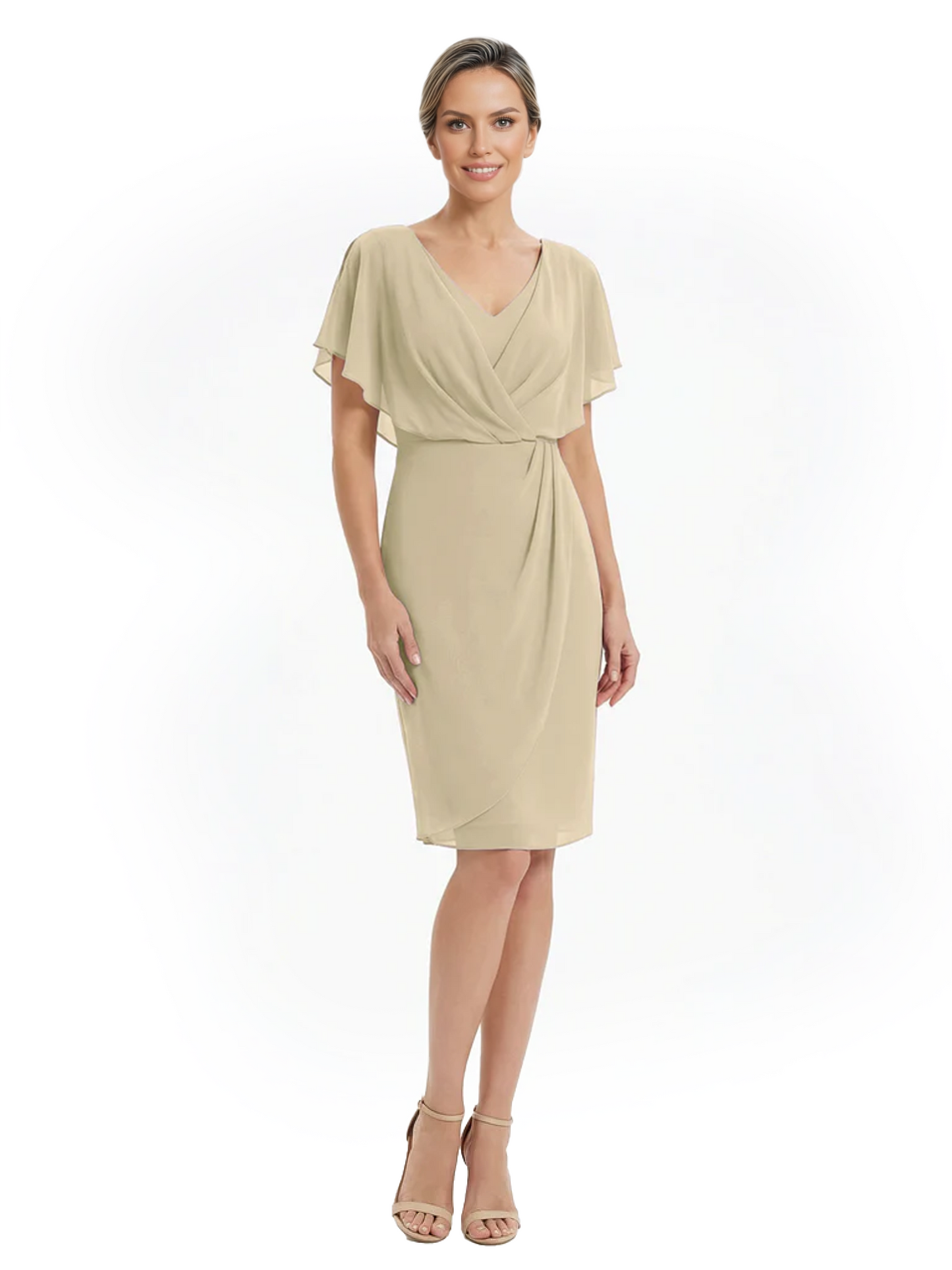 Chic Knee-Length Mother of Bride Formal Dress Slimming Chiffon Styles for Wedding Guest