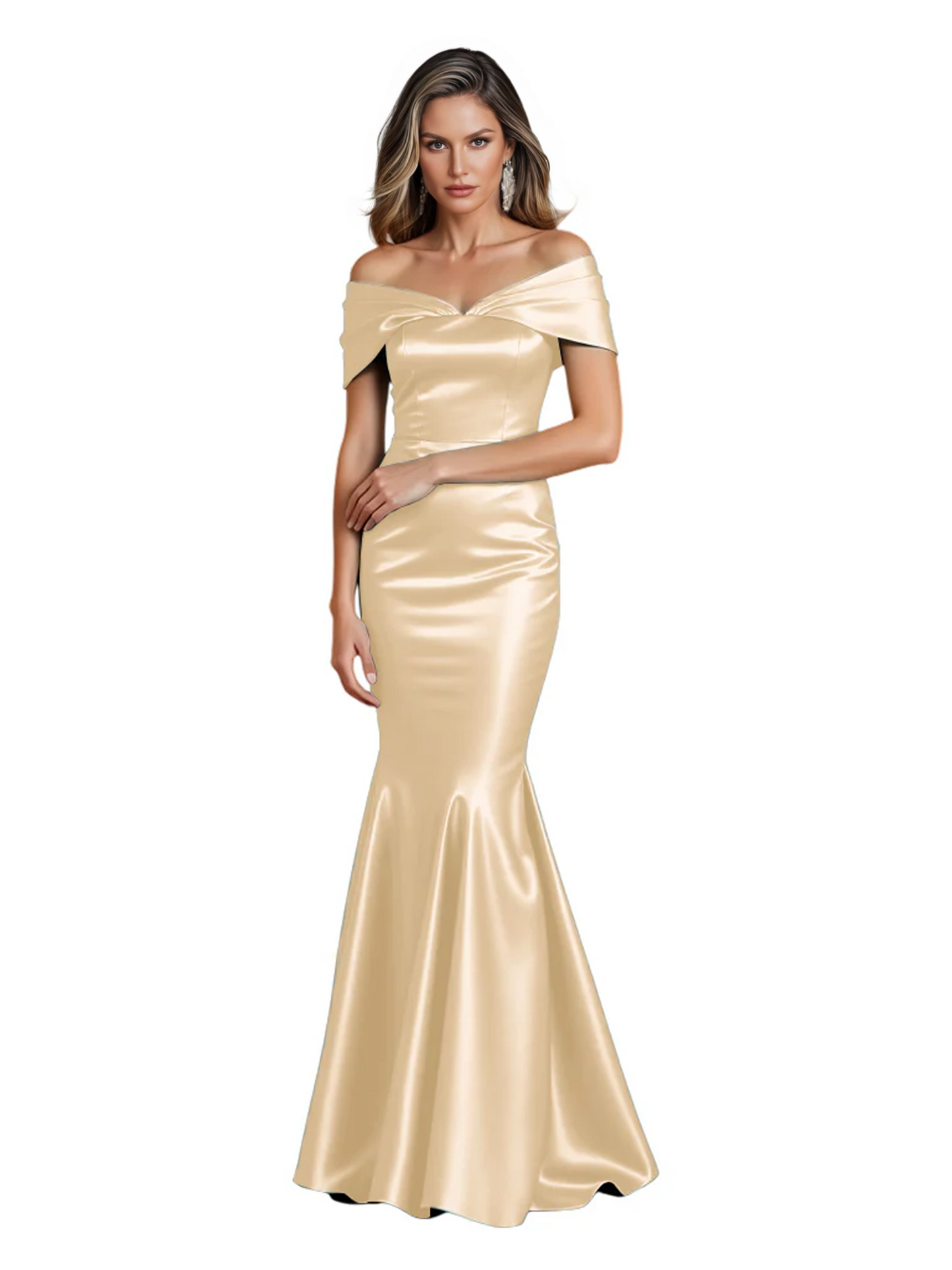 Luxury Emerald Formal Dress Off-the-Shoulder Satin Gown Trumpet Silhouette