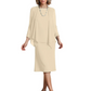 3 PCS Knee-Length Mother of Bride Dresses Prom Dress Evening Dress with Sheer Sleeves and Jacket