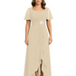 Formal High-Low Mother of the Bride Gown Sleeved Chiffon Maxi Dress Ruched Waist