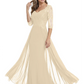 Luxury Burgundy Formal Dress Embroidered Lace Bodice Flowy Chiffon Gown 2026